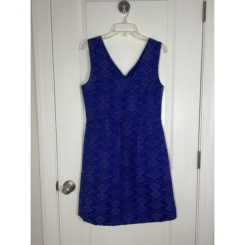 Anthropologie Maeve Blue Jacquard Fit And Flare Sleeveless Dress Size 10